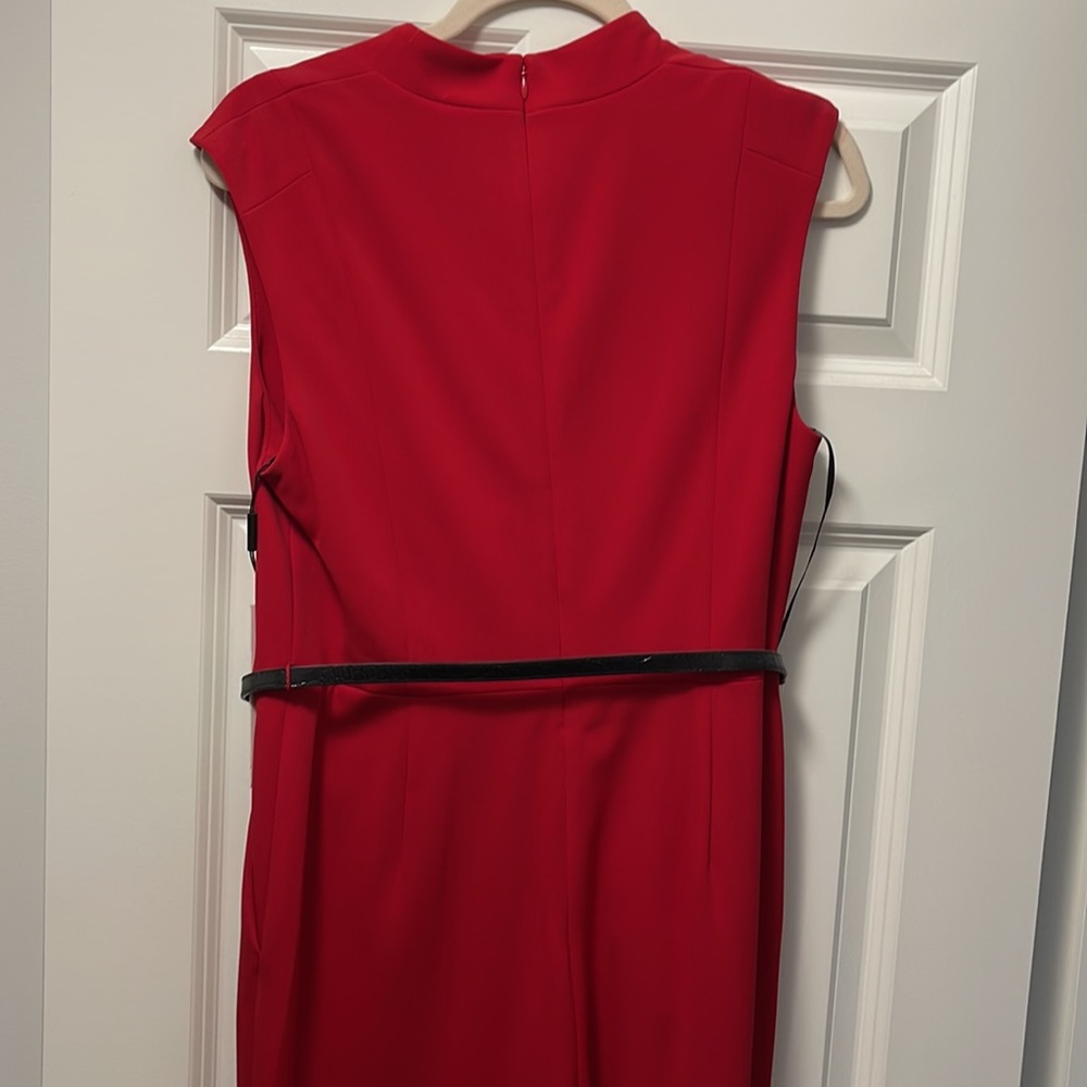 Calvin Klein brand new with tags red belted womens jumpsuit, size 10 - Picture 4 of 4